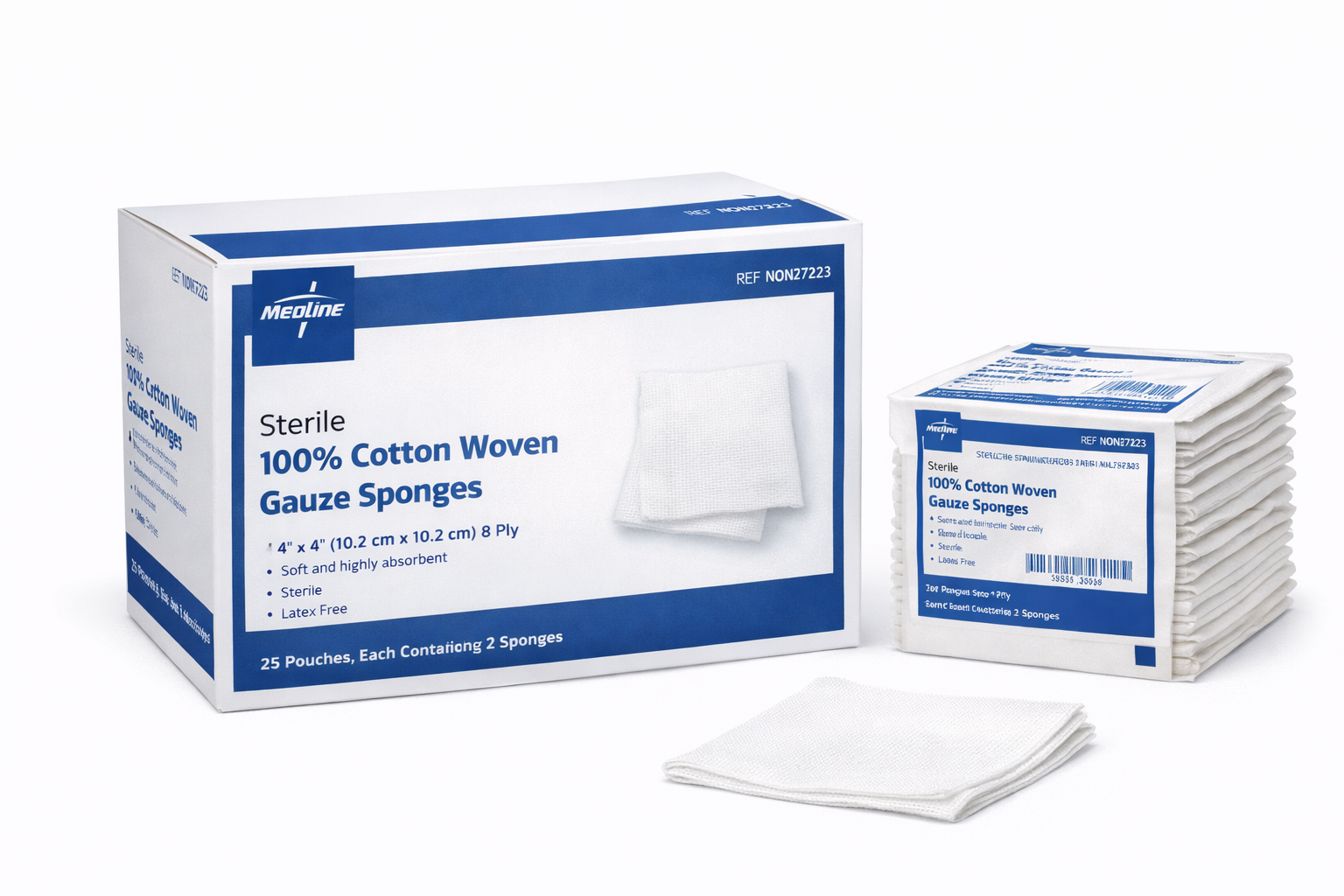 Medline Sterile 100% Cotton Woven Gauze Sponges